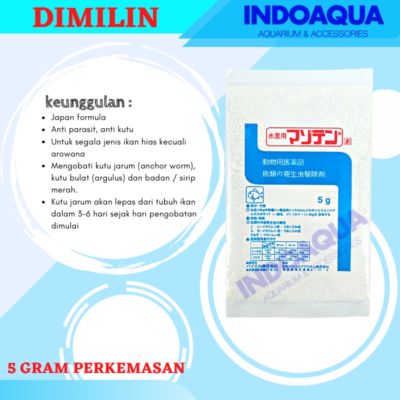 Obat Kutu Ikan Dimilin 5 Gram Original | Obat Kutu Ikan Arwana Dimilin | Obat Khusus Kutu Ikan Hias 