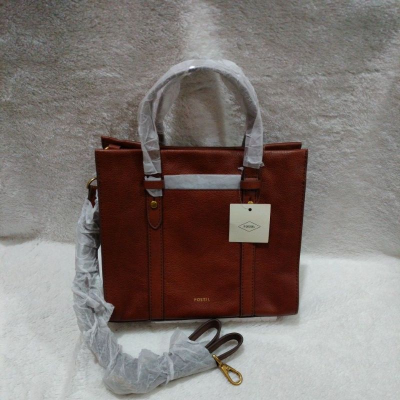 Tas Wanita Fossil Kingston Satchel Medium , Brown