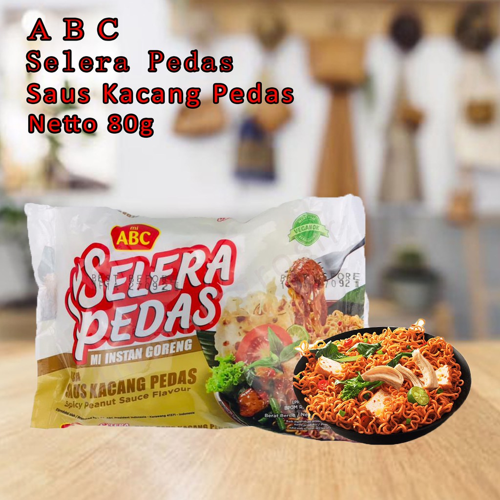 Mie ABC/Selera Pedas/Mi instan goreng/Saus Kacang Pedas/80g