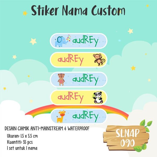 

sale sticker label nama anak kartun girl boy baby monkey panda SLNAP-090 Limited