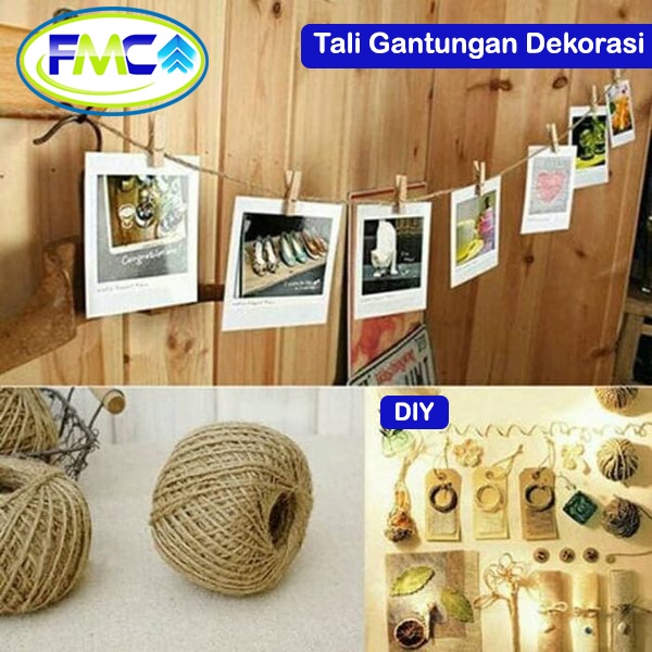 Tali Rami Goni 2mm dan 3mm Gantungan Dekorasi Hemp Rope Vintage DIY Pot Aksesoris Kerajinan dll