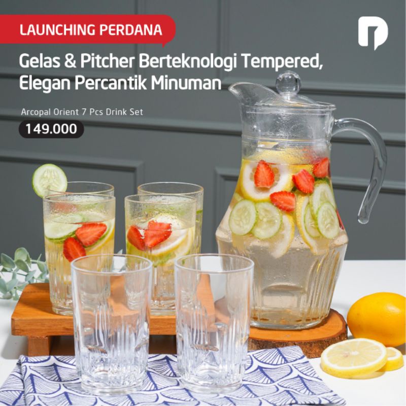 Gelas dan Pitcher Arcopal Orient 7Pc Drink Set