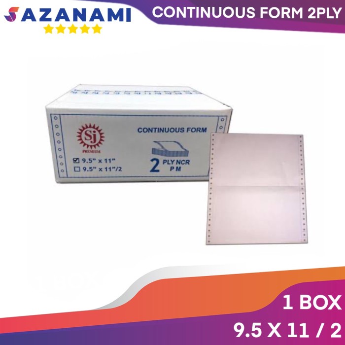 

(BISA COD) 2 PLY CONTINUOUS FORM 9.5 X 11/2 KERTAS KOMPUTER KERTAS LUBANG 2PLY - 2PLY FULL