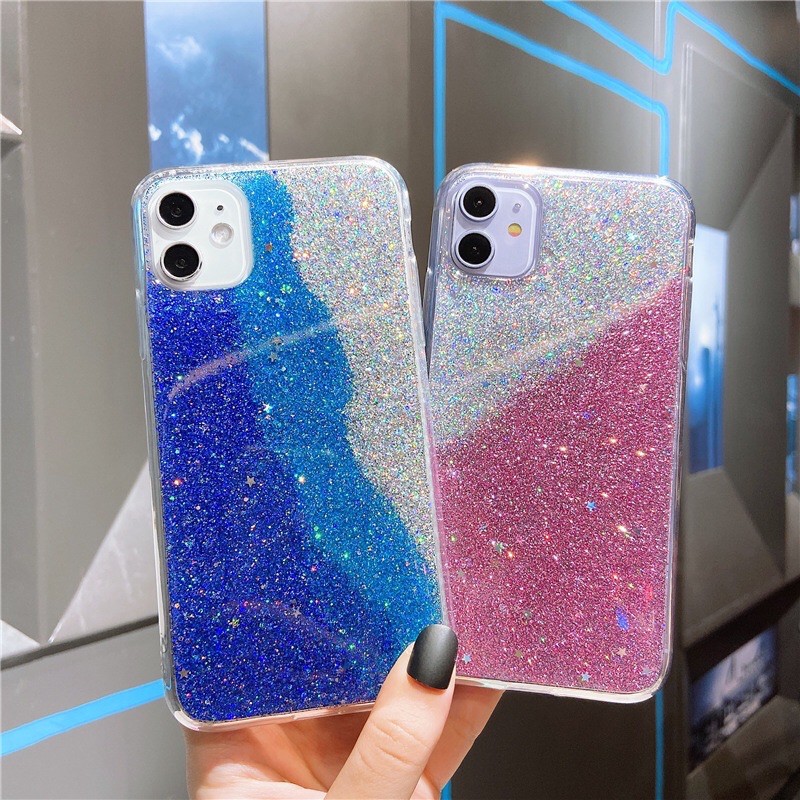 Glitter Gradation Case (PINK / BLUE) iPhone 12 11 pro max Oppo A15 A11k A33 A53 Vivo Y11 Y20 Y12s V9