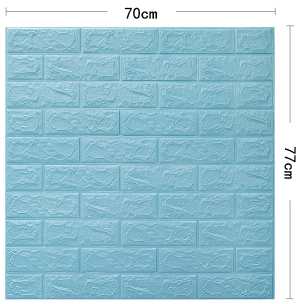 Big Size 70x77cm Wallpaper Dinding 3D ​Motif Batu Bata Putih Sticker Dinding Dekorasi Kamar ​murah Perekat Diri-ZW-3 Biru（ 70x77cm）