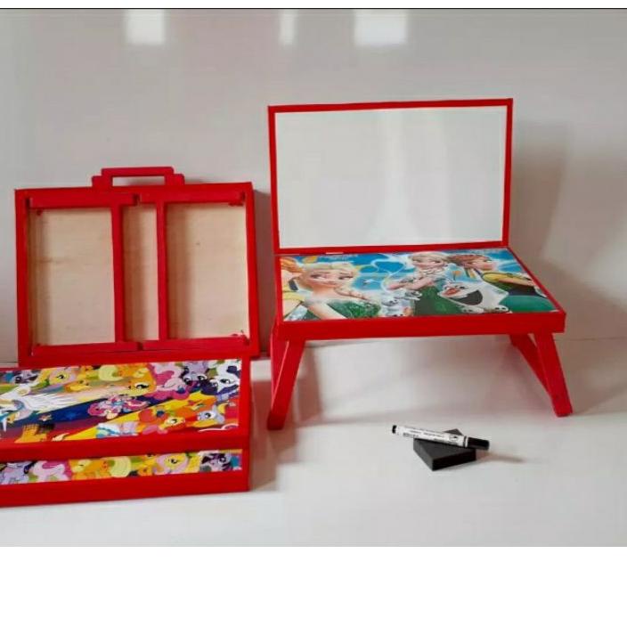 

Hot - Meja Belajar plus papan tulis Lipat Karakter Anak Minimalis GRATIS SPIDOL dan PENGHAPUS 30x40x24