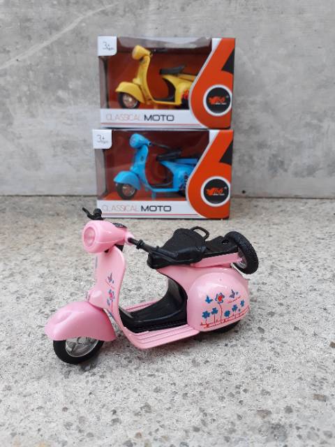 DIECAST MOTOR VESPA CLASSIC MINIATUR SCOOTER DIE CAST SKUTER ANTIK