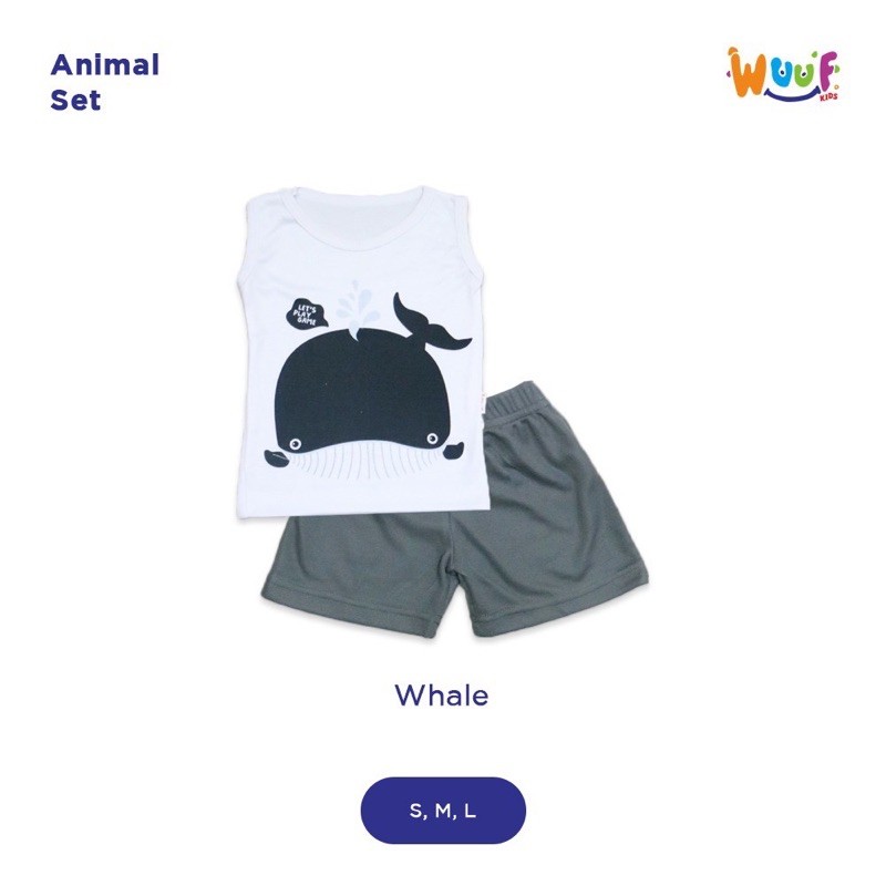 Setelan Kutung/Setelan Singlet Bayi/Anak Motif Animal (WUUF KIDS)