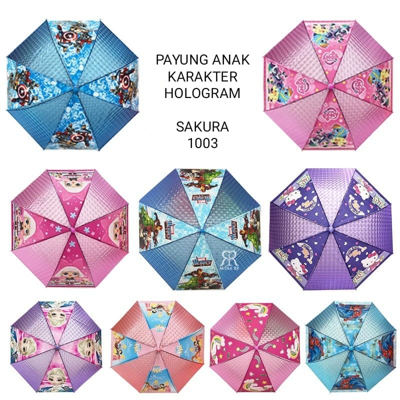 PAYUNG ANAK KARAKTER HOLOGRAM MOTIF RANDOM SAKURA 1003