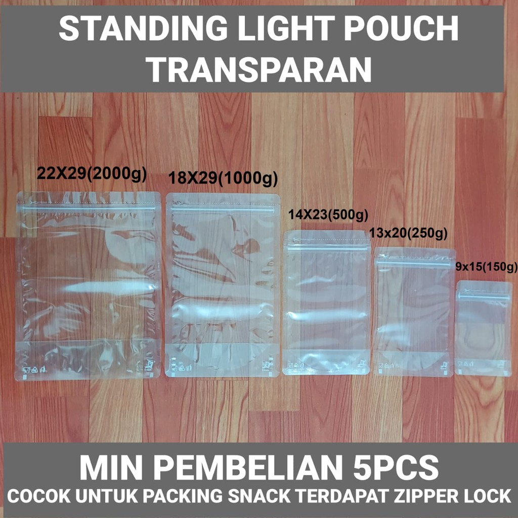 Standing pouch minuman 18x29 22x29 14x23 13x20 9x15 | Standing Lightpack Transparan Kpack