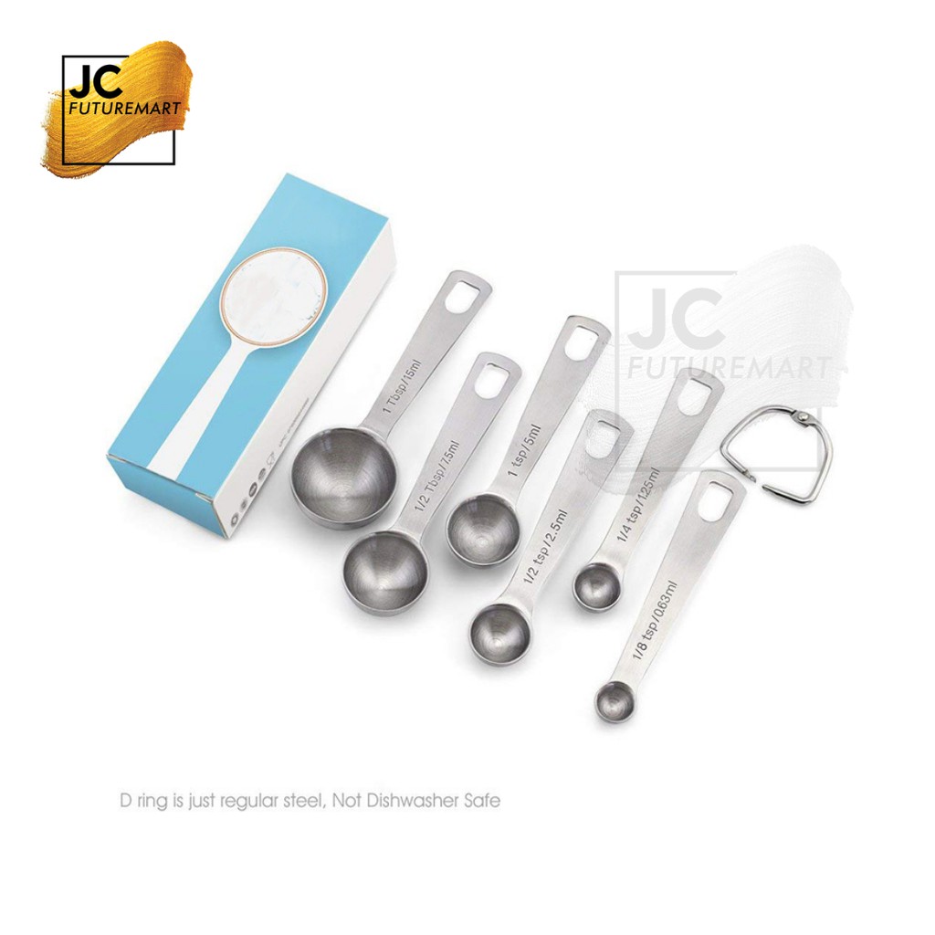 SENDOK TAKAR SET 6 IN 1 | MEASURING SPOON STAINLESS STEEL - SILVER