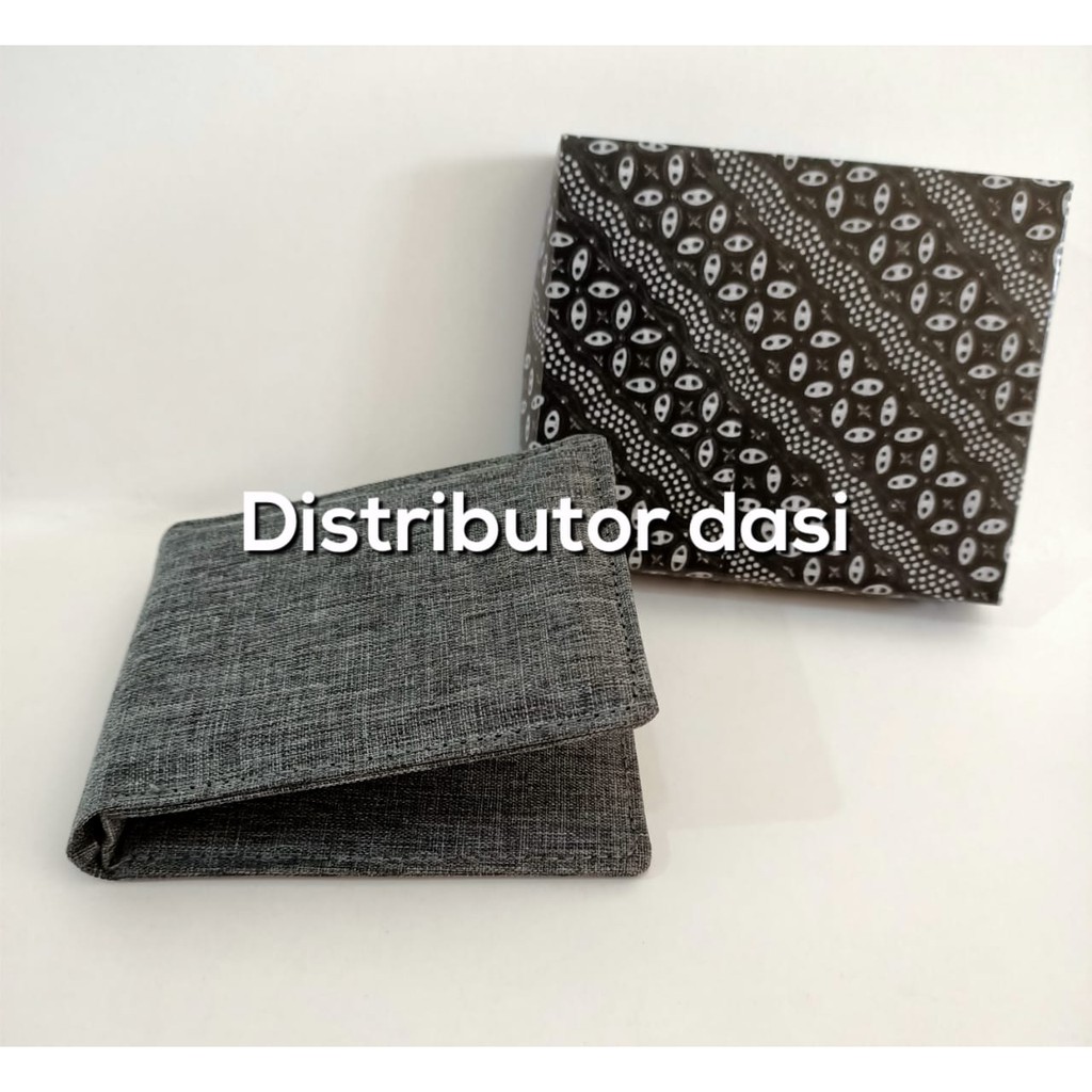 Dompet pria kanvas hitam coklat tua model lipat canvas ready stok plus free box