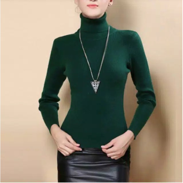 Pretty turtleneck atasan rajut wanita -NGROS