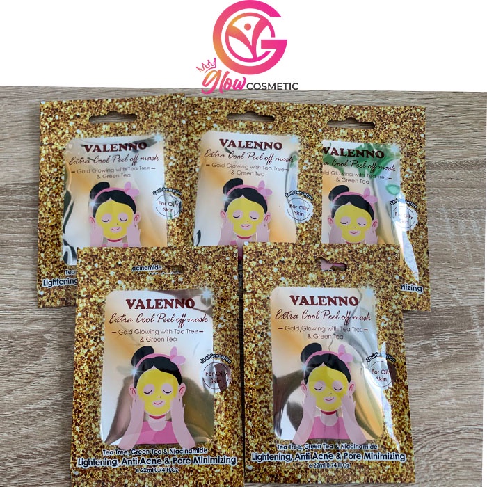 VALENNO EXTRA COOL PEEL OFF MASK GOLD GLOWING WITH TEA TREE &amp; GREEN TEA 22ML