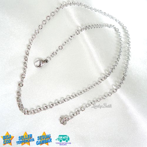 Lovelybutik - Kalung Titanium Anti Karat Rantai Kalung Wanita Titanium Model Terbaru Fashion Rantai Panjang Rantai 45 Cm