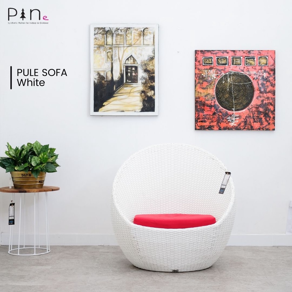 Kursi Santai Rotan Sintetis Putih / Sofa Bulat - Pule Sofa