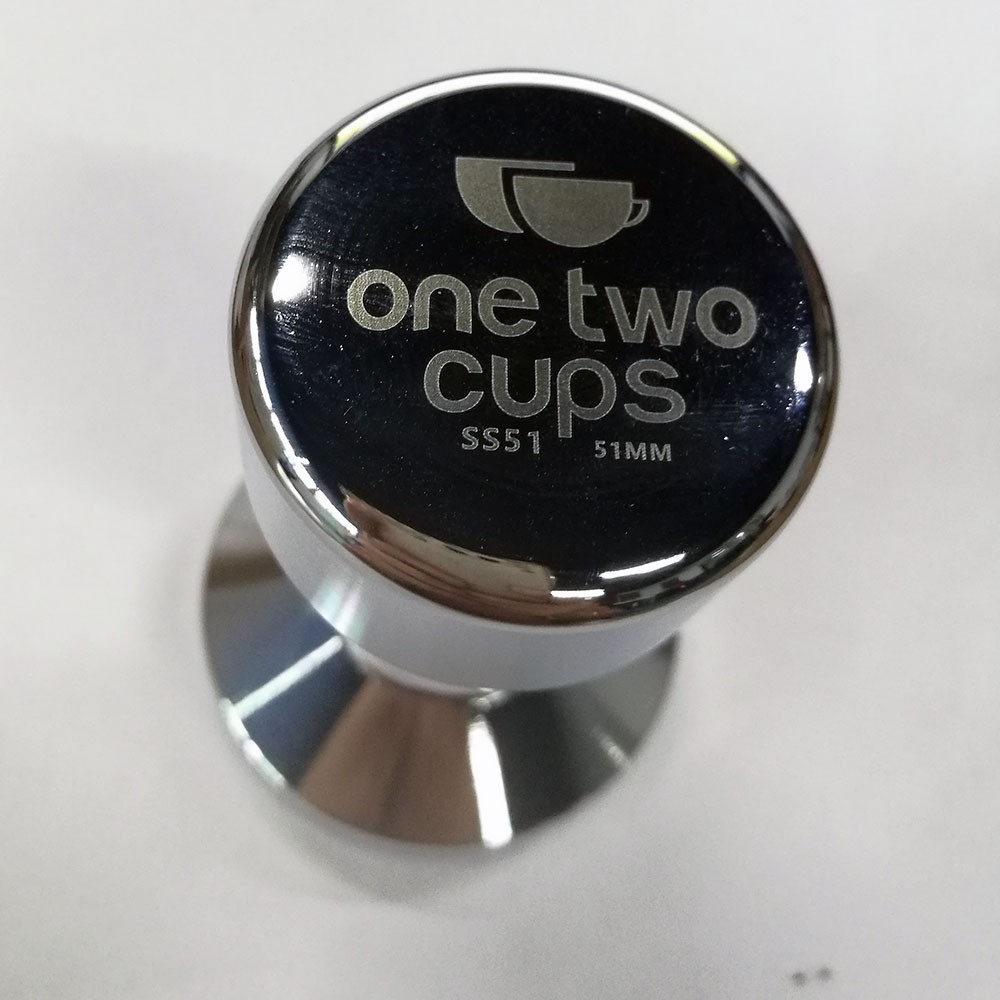 OneTwoCups Tamper Kopi Espresso Flat Stainless Steel Plated 51mm