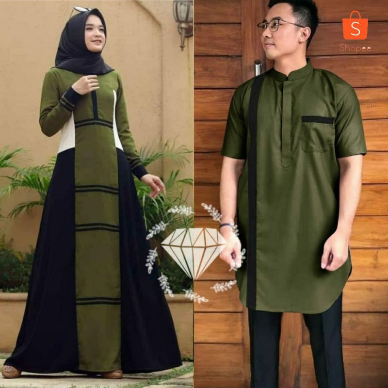 Couple Gamis Jumbo Busui Prisilia XL 5Warna | GC Busana Muslim Pasangan | Couple Muslimah | Baju Cou