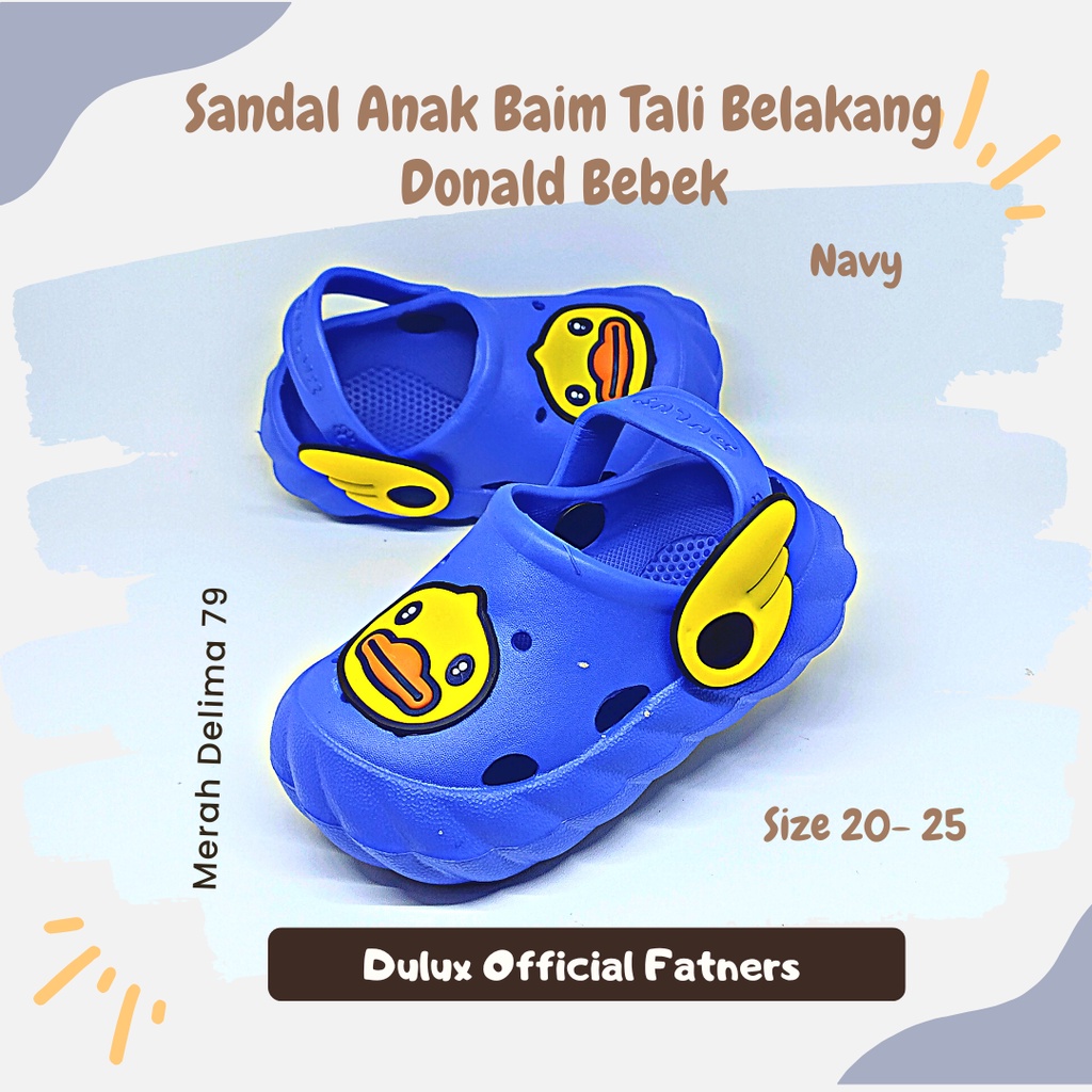 MD 79 - Sandal Anak Murah Baim Tali Belakang Donald Bebek Usia 1-3 Tahun Ready Stok