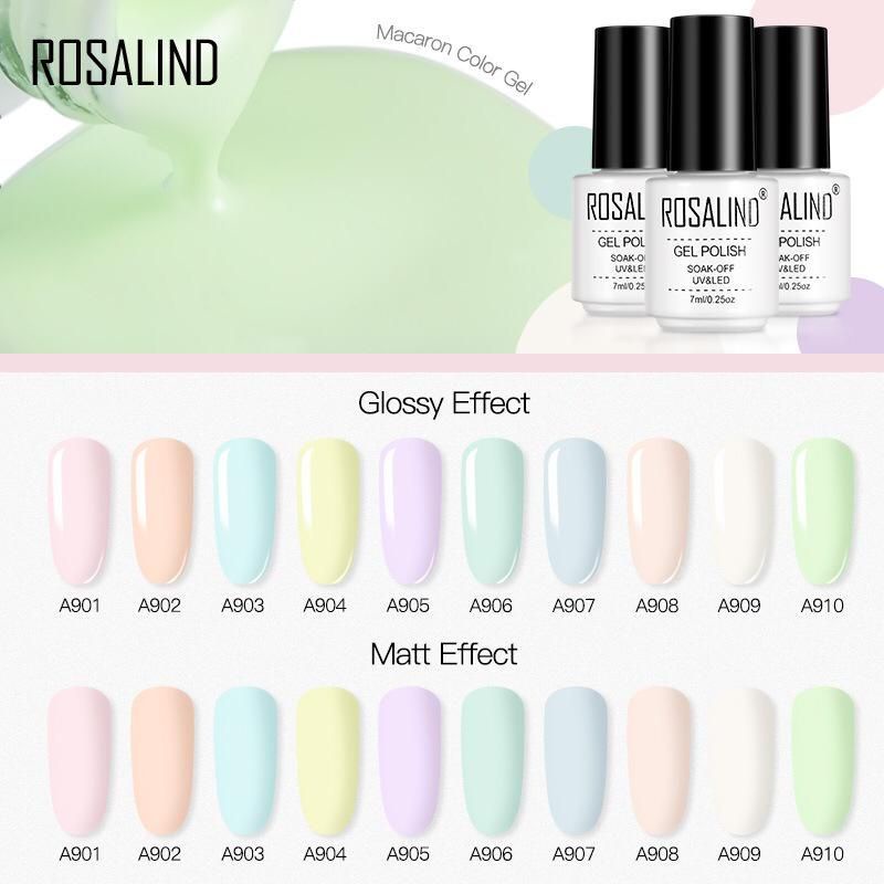 ROSALIND Macaron Series Gel Nail Polish UV LED Nail Art / Kutek / Cat Kuku Murah Bagus