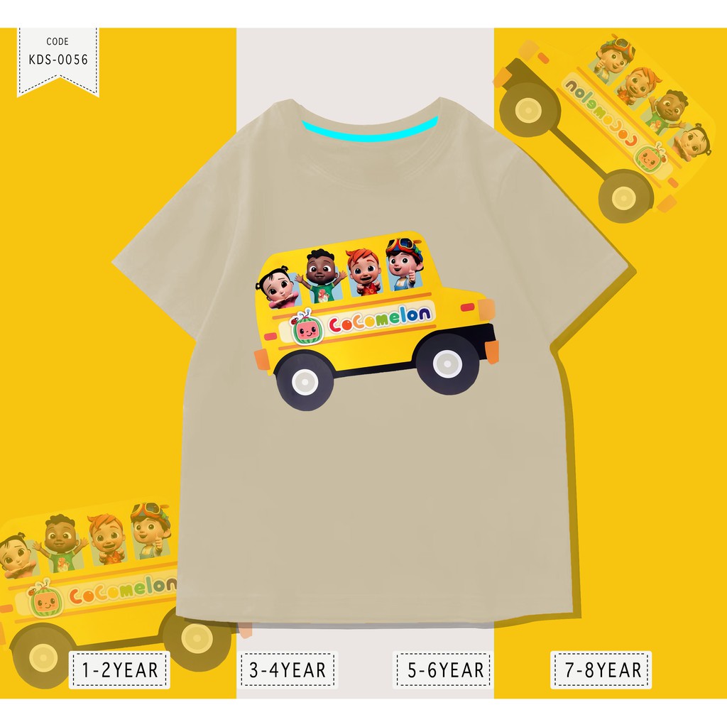 BAJU ANAK-ANAK KAOS / BAHAN COMBED 24S PREMIUM / COCO MELON BUS / KIDS COWOK DAN CEWEK