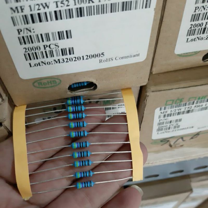 RESISTOR METAL FILM 1/2 -1% TAIWAN 1R-220R HARGA 10PCS