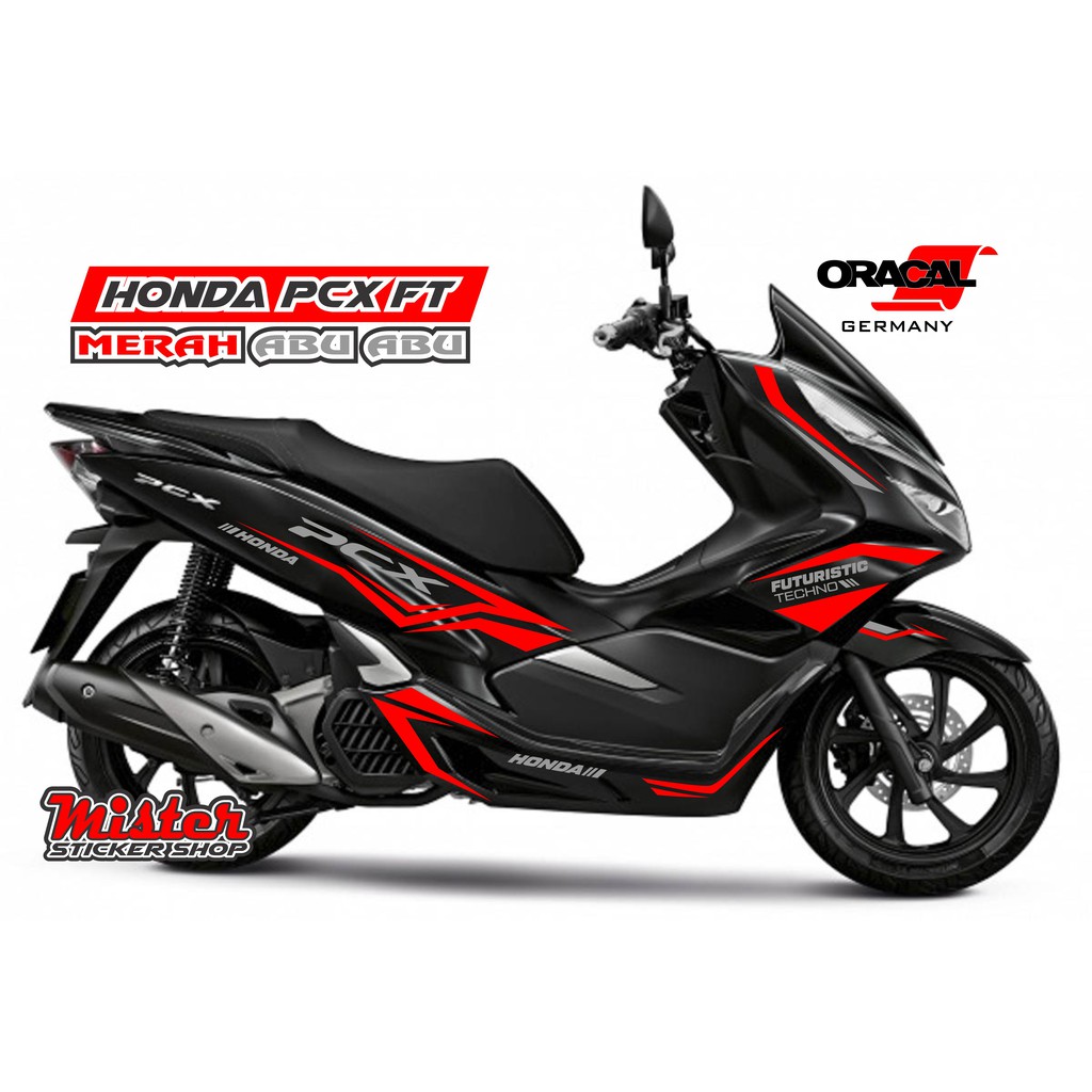 Sticker PCX HITAM cutting stiker MERAH ABU ABU FT