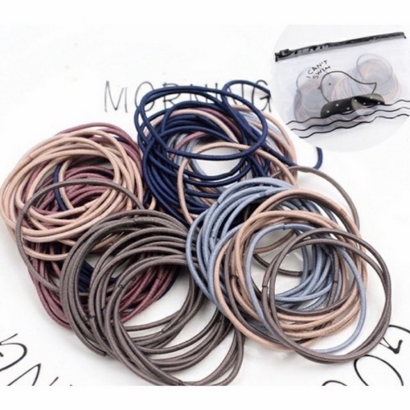 Ikat  Iket  Karet  Gelang Rambut  Elastis Warna Polos Hitam  Ala Korea Anak Wanita Perempuan Murah A