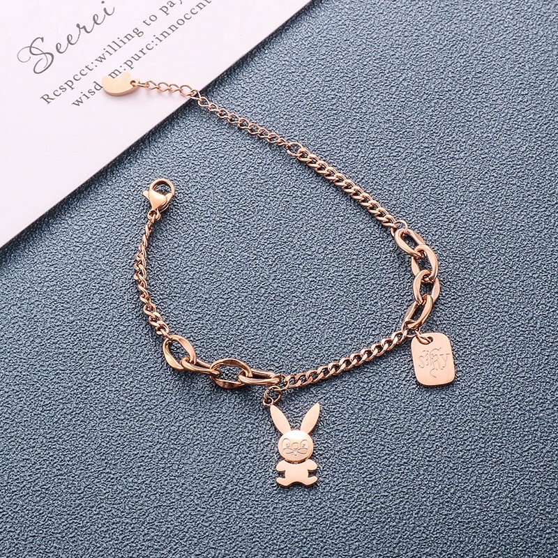 Gelang Titanium Kelinci Warna Rosegold Premium Korea Style Fashion