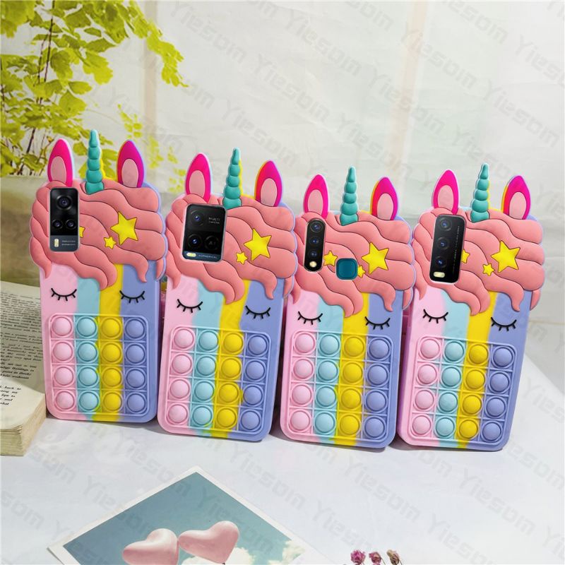 Pop it Unicorn Case Vivo Y12 Y12S Y15 Y15S Y17 Y20 Y20S Y21 Y21S Y21A Y21T Y33 Y33S Y91 Y91C Y93 Y95