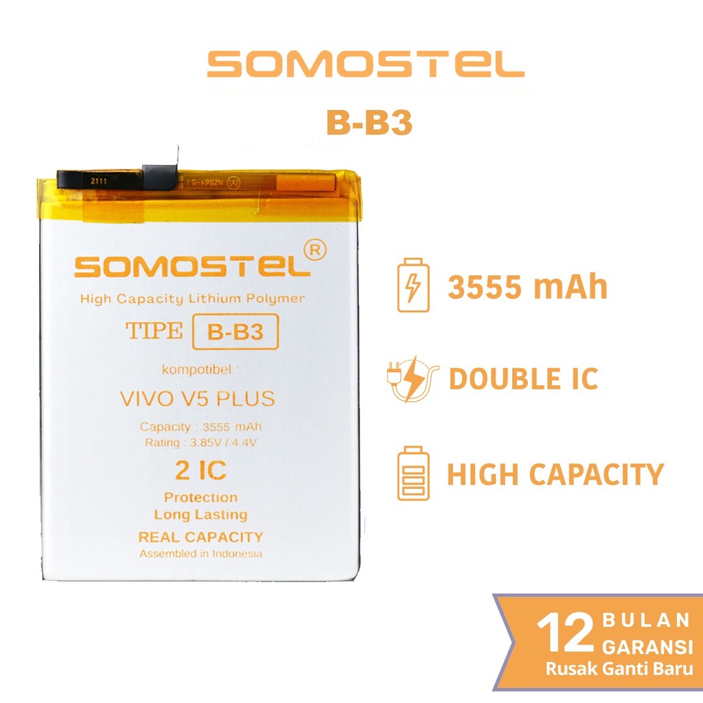 Somostel - B-B3 / B-B7 Vivo V5 Plus / X9 Batre Batrai Baterai