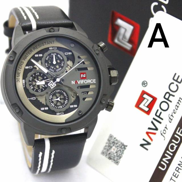 JAM TANGAN PRIA NAVIFORCE NF9110M CHRONO AKTIF KULIT ORIGINAL