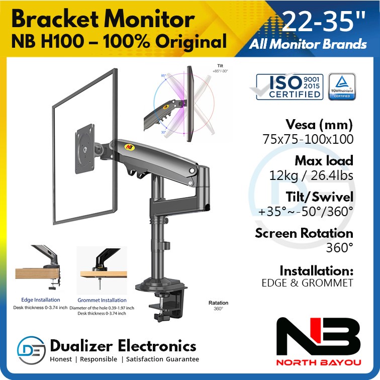 Bracket Monitor 22 24 27 29 32 34 35 Inch North Bayou NB H100 Gas Strut