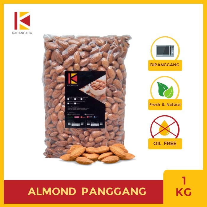 

KACANG ALMOND PANGGANG 1kg kupas PREMIUM rasa original