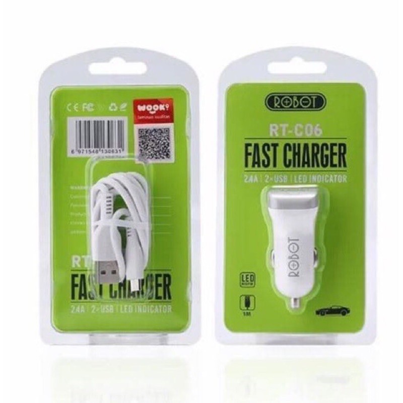 plug in Cas car Charger Mobil ROBOT RT-C06 VIVAN VCC01 original