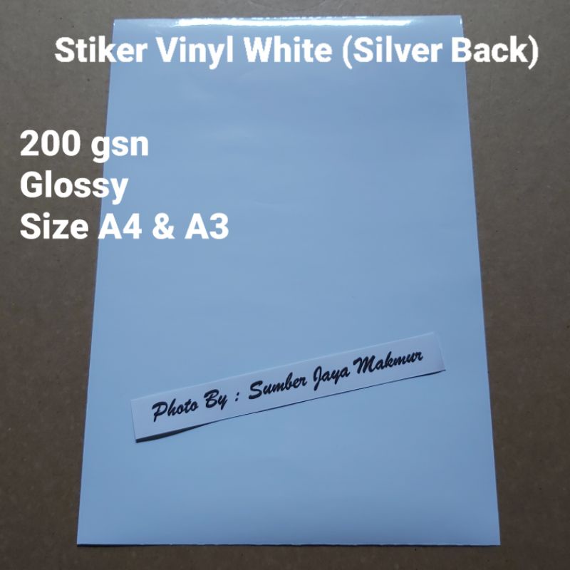 

Stiker Vinyl White Silver Back