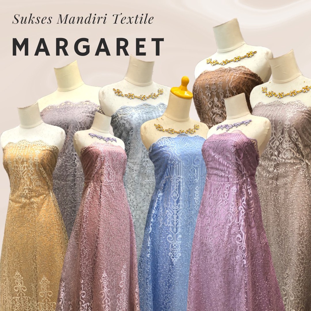 [MARGARET] Brokat Brukat Tile Premium Mewah Warna Pink Gold Lilac Dusty Blue Silver | Harga ½ meter 