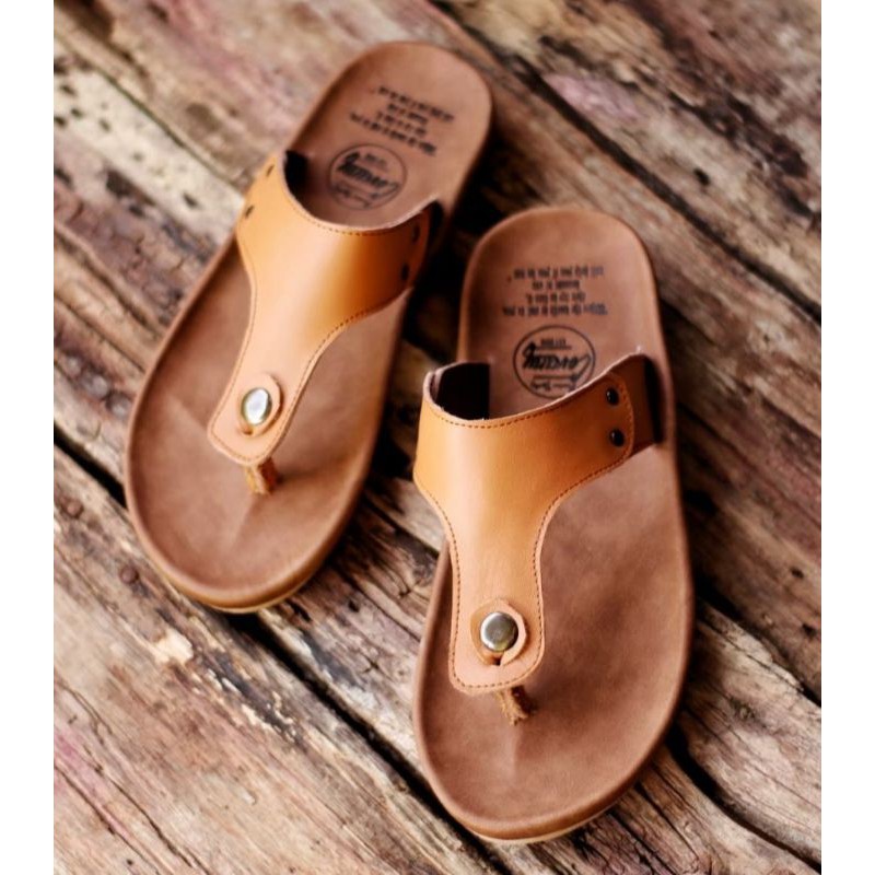 BELI 2 ONGKIR 1! SANDAL FULL KULIT ASLI CEVANY 05 CLOVER HITAM COKLAT TAN ORIGINAL