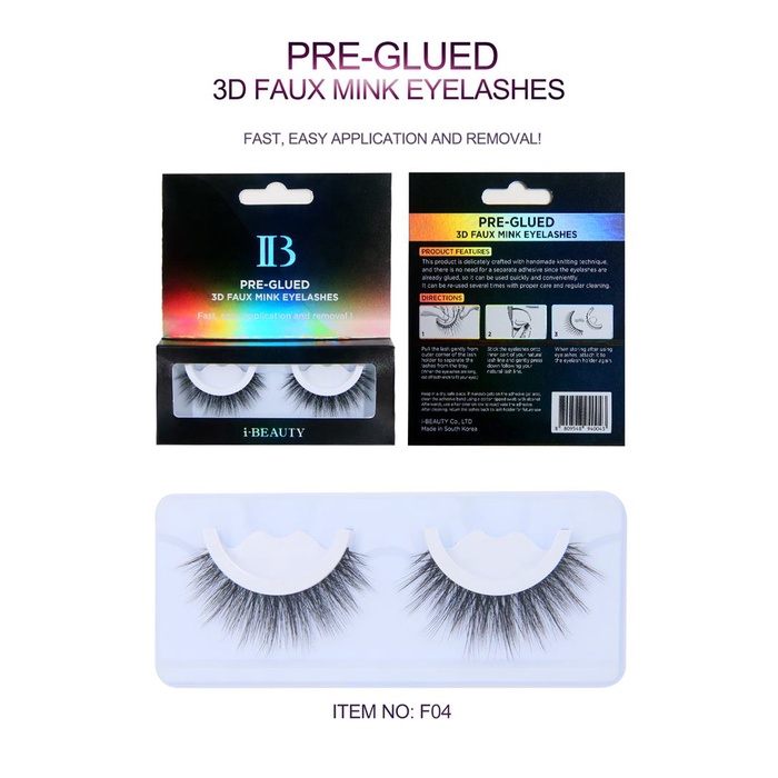 PRE GLUE 3D Faux Mink Eyelash Extension Bulumata IB