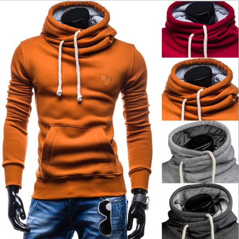 Sweater Kaos  Hoodie  Lengan  Panjang  Kerah Tinggi untuk Pria 