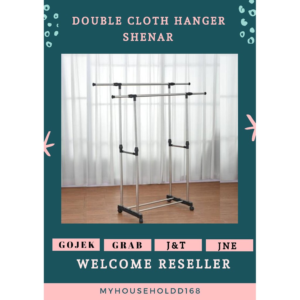 Jual SHENAR Stand Hanger Double Sisi 4 Roda rak multi fungsi DOUBLE