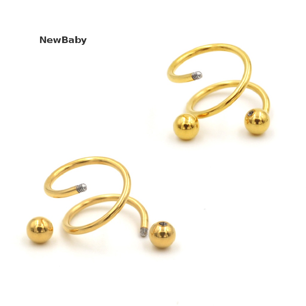 Anting Tindik Hidung / Bibir / Telinga / Tubuh Model Twist Bahan Stainless Steel Untuk Bayi