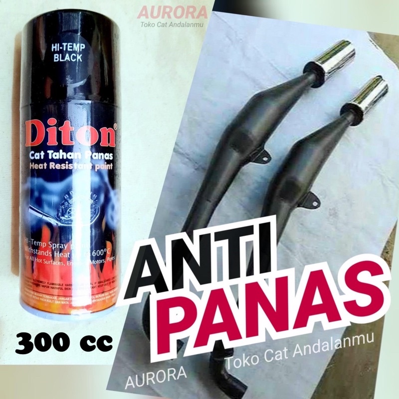 Diton Hi Temp Black ANTI PANAS Pilok Hitemp Hitam untuk Knalpot Kompor Mesin dll 300ml Cat Pilox Pyl
