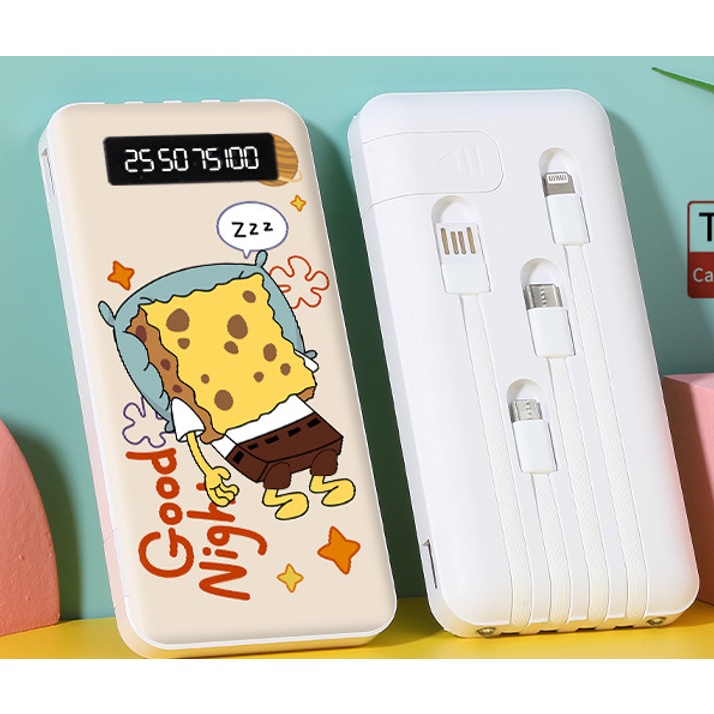 POWERBANK 50000 mAh 4 Kabel USB cartoon Mini Powerbank Portable Fast Charging Digital Display Power Bank Slim original