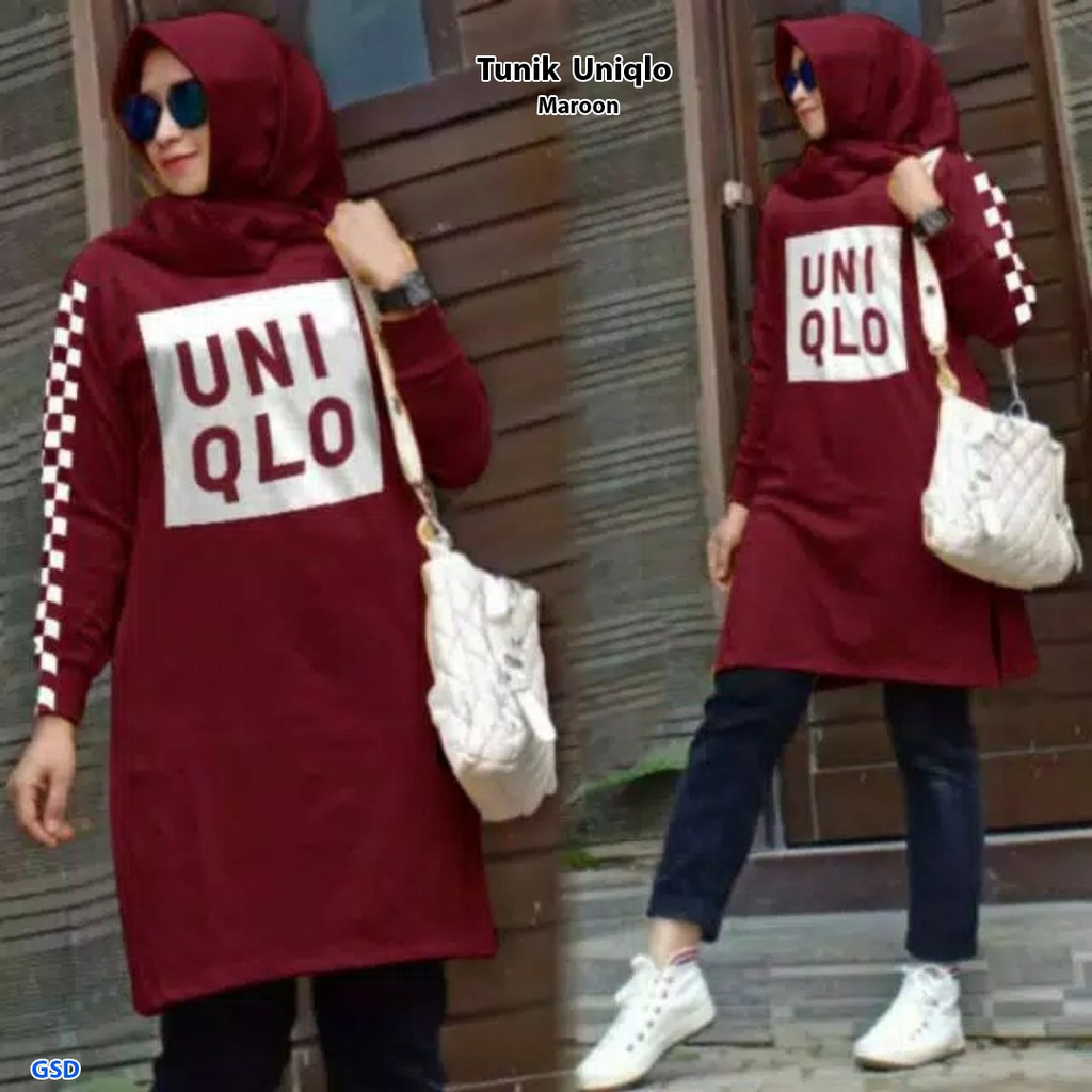 Tunik Uniqlo/ Baju tunik wanita lengan panjang/ pakaian muslim wanita hijab/Baju Muslim Cewek