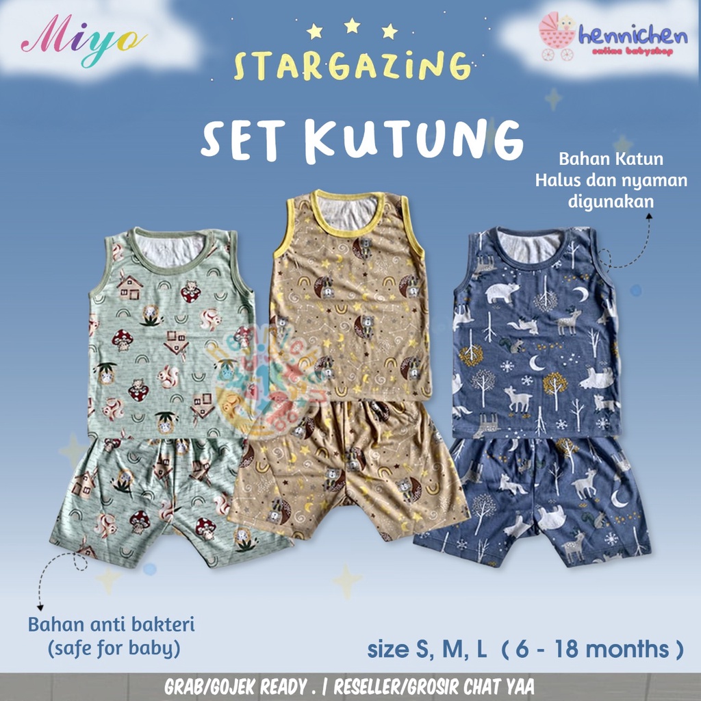 MIYO Setelan SINGLET PRINT KUTUNG GEORGE MONKEY / SQUIRREL PIYAMA BAJU MIYO SML