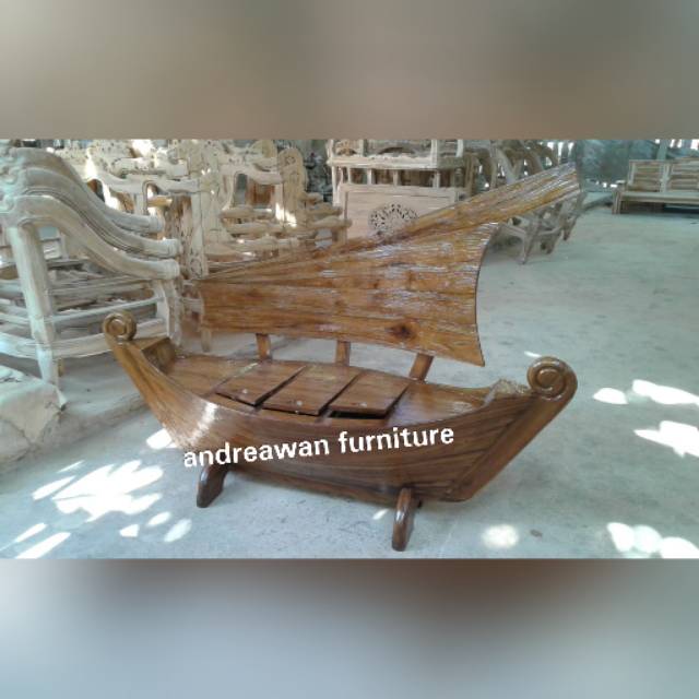Bangku perahu antique kayu jati furniture Jepara // teras bangku kayu jati // bangku teras jati