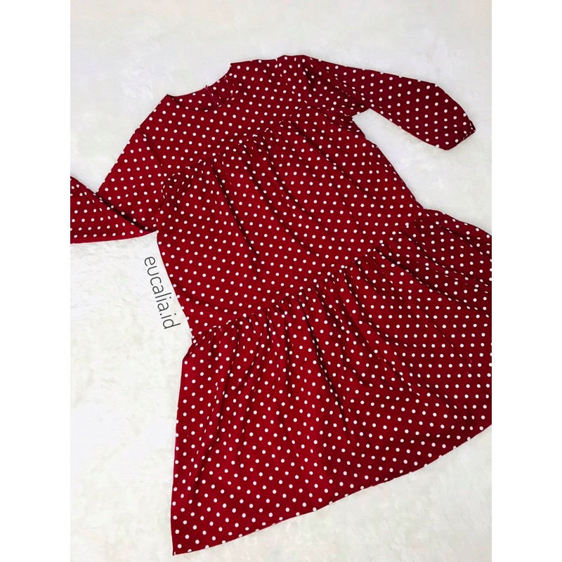 eucalia ELENA TUNIC merah maroon - tunik jumbo besar motif polkadot