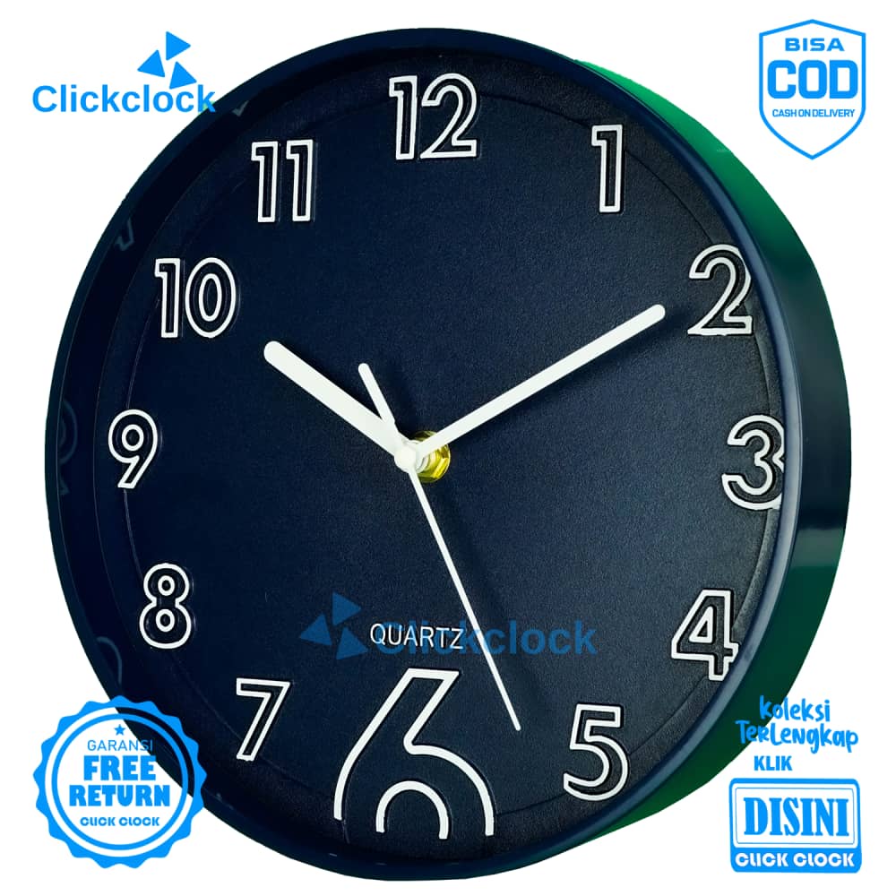 Jam Dinding Quartz Minimalis Navy Blue Alari GD-9872ZH Besar Hiasan Kamar Murah