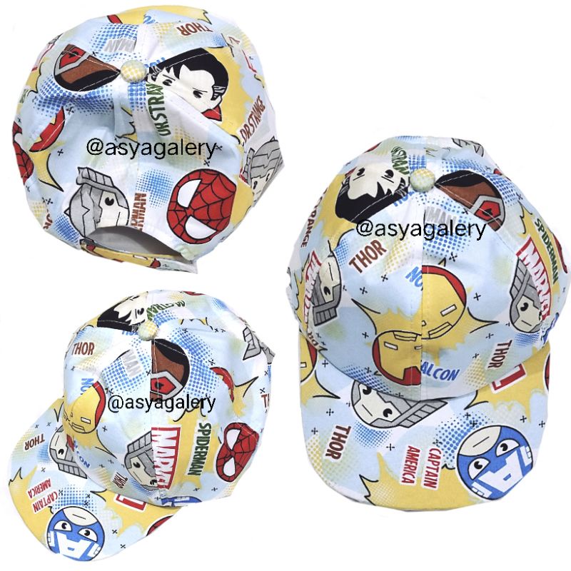TOPI ANAK MARVEL FULL PRINT/TOPI KARAKTER MARVEL ANAK MURAH/TOPI SUPERHERO ANAK